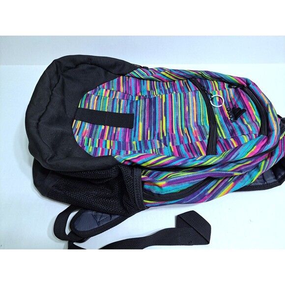 Adidas Rainbow School Backpack Striped Black Purple Pink Bag Multicolor - Picture 3 of 8